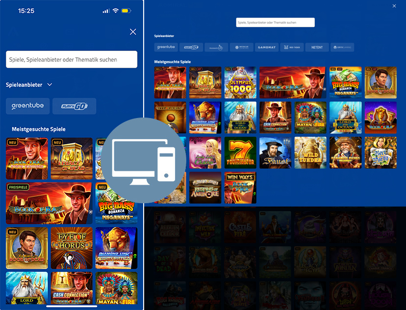 Confronto tra la versione desktop e mobile di Admiralbet casino