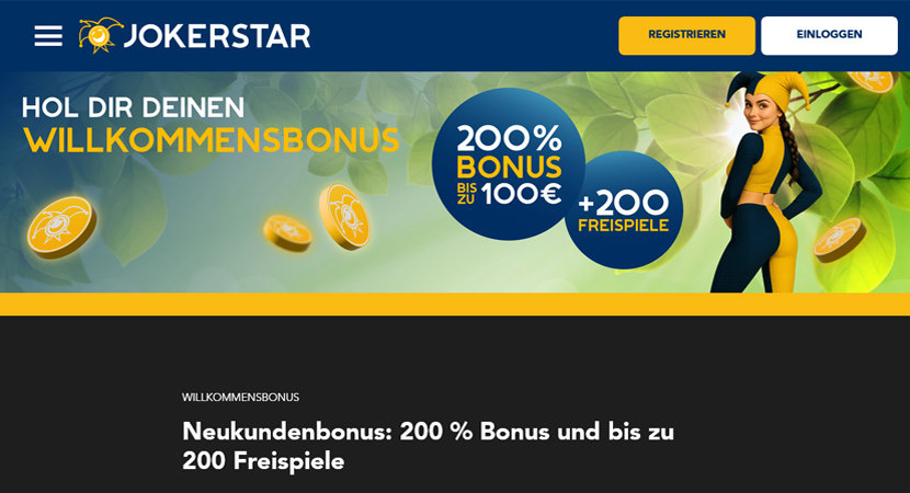 Der 200% Bonus von Jokerstar.