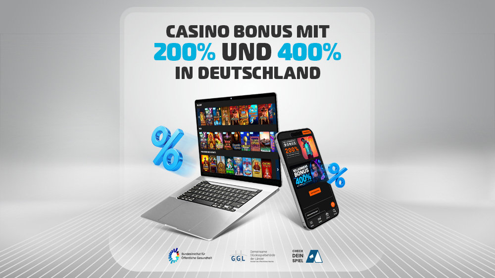Online Casinos und Spielotheken mit 200% und 400% Bonus in Deutschland.