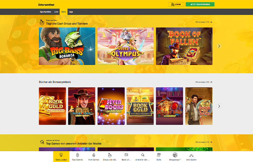 Die Startseite des Interwetten Casinos.